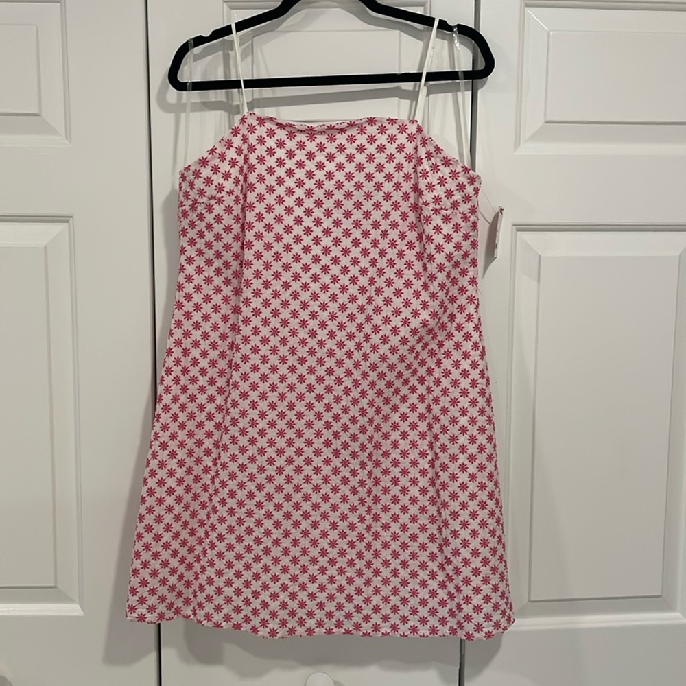 NWT Cotton szXL white & pink eyelet summer dress
